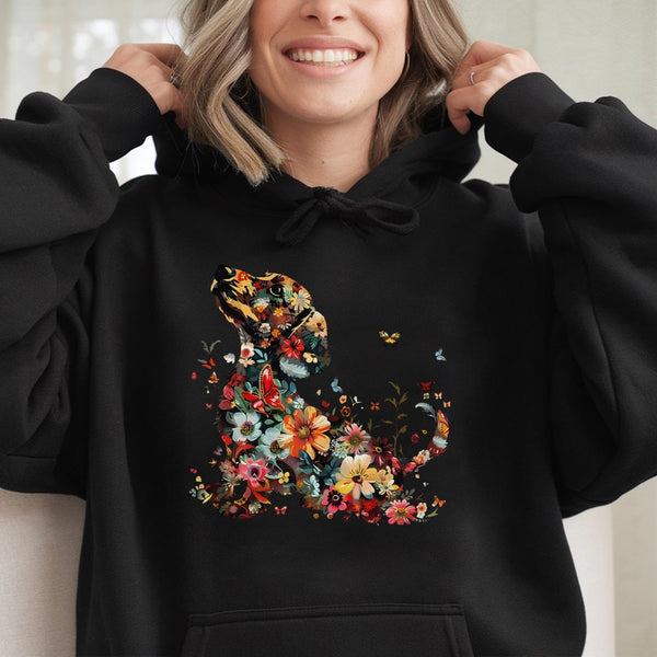 Floral Dachshund Hoodie | Artistic Botanical Dog Art | Premium Cotton Blend Sweatshirt | Unique Gift for Dog Mom and Sausage 