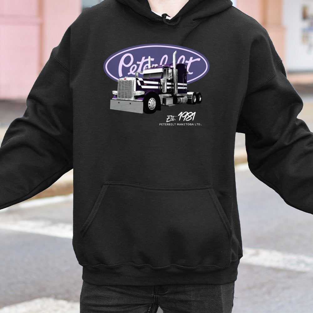Trucker Hoodie | Classic Peterbilt Semi Truck Graphic | Premium Cotton Blend | Gift for Truck Driver and Big Rig Enthusiasts