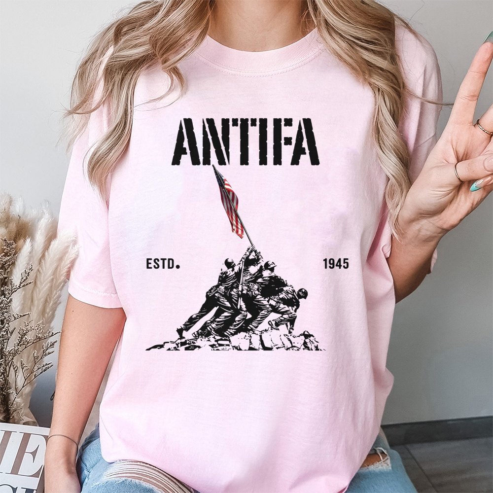 Antifa Estd 1945 T-Shirt | Iconic Iwo Jima Design | 100% Cotton Premium Quality | Anti-Fascist Protest Apparel for Activists