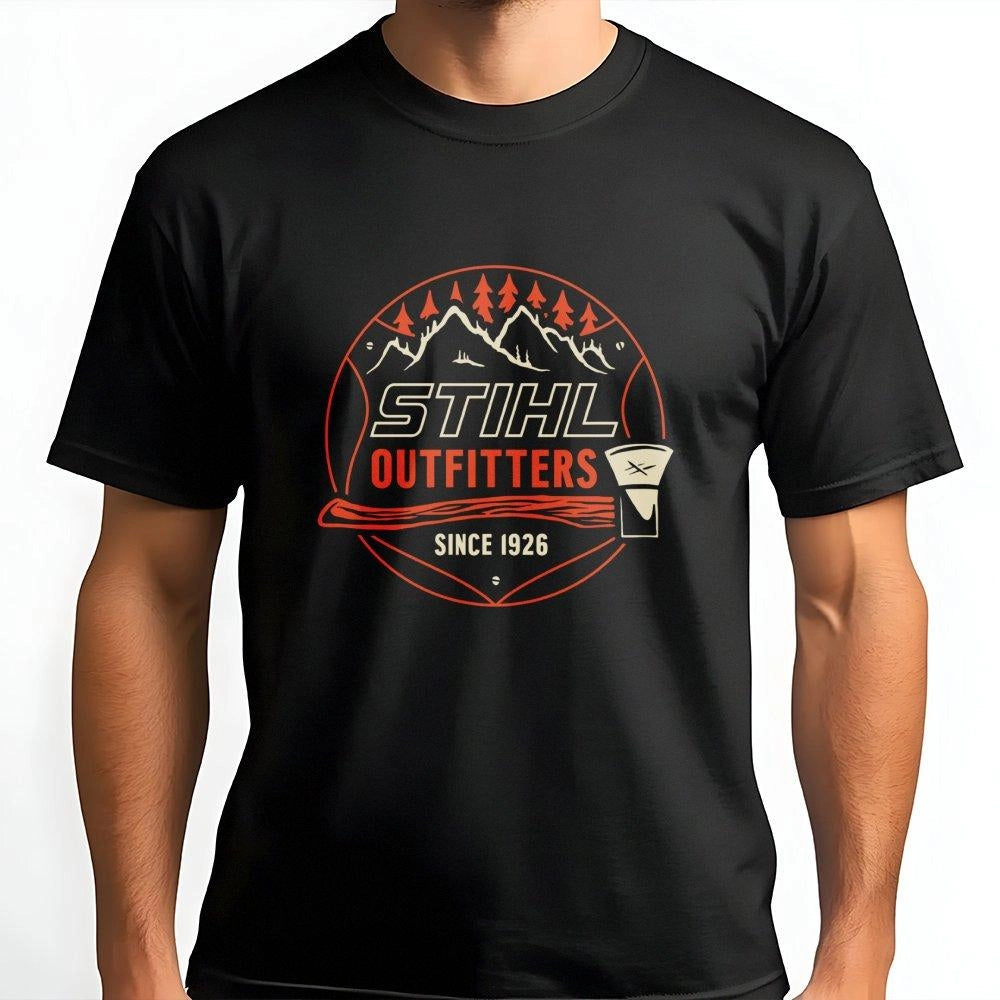 Logging Outfitter T-Shirt | Retro Chainsaw Forestry Design | Premium Cotton Graphic Tee | Outdoor Lumberjack Gift For Men