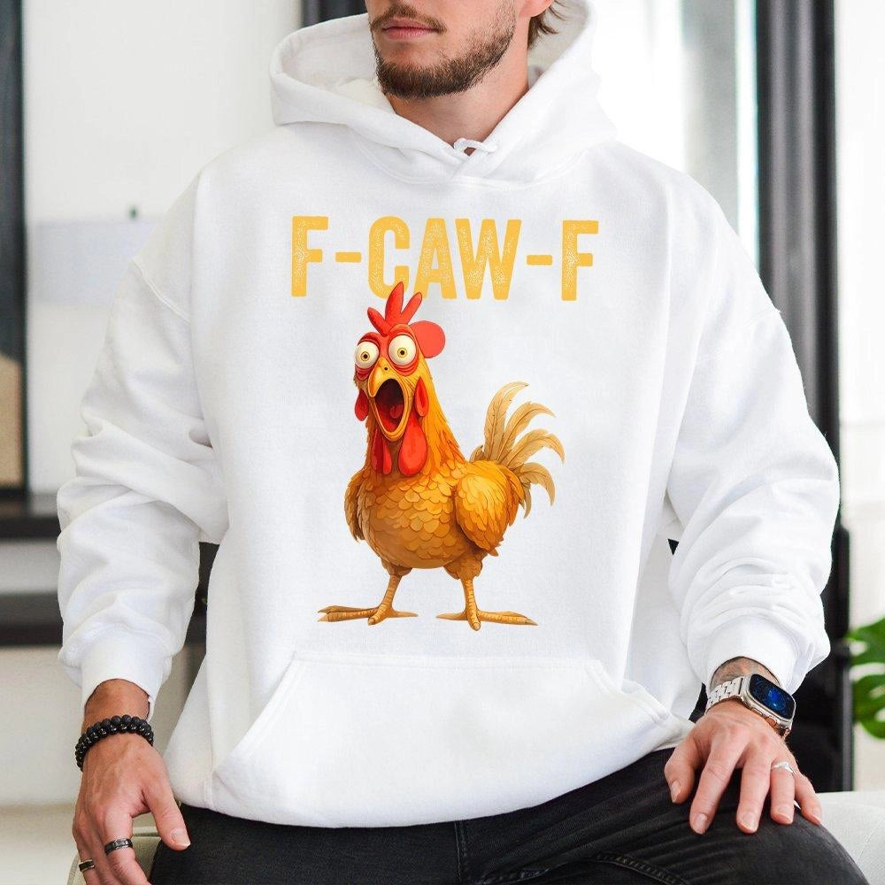 Funny Chicken Hoodie | F-Caw-F Sarcastic Bird Graphic | Premium Cotton Blend Sweatshirt | Unique Gift for Farmers and Poultry