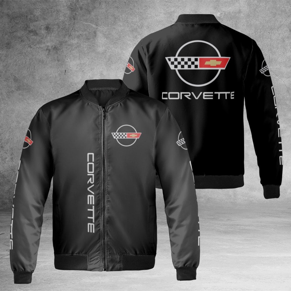 Corvette Bomber Jacket | Classic Chevrolet Sports Car Logo Graphic | Durable Nylon Shell | Premium Automotive Enthusiast Gift