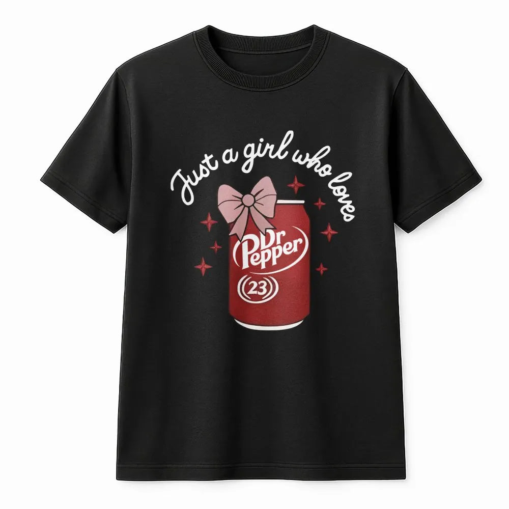 Soda Graphic T-Shirt | Cute Bow Aesthetic Soda Can Design | Premium Cotton Soft Tee | Fun Trendy Gift For Soda Lovers