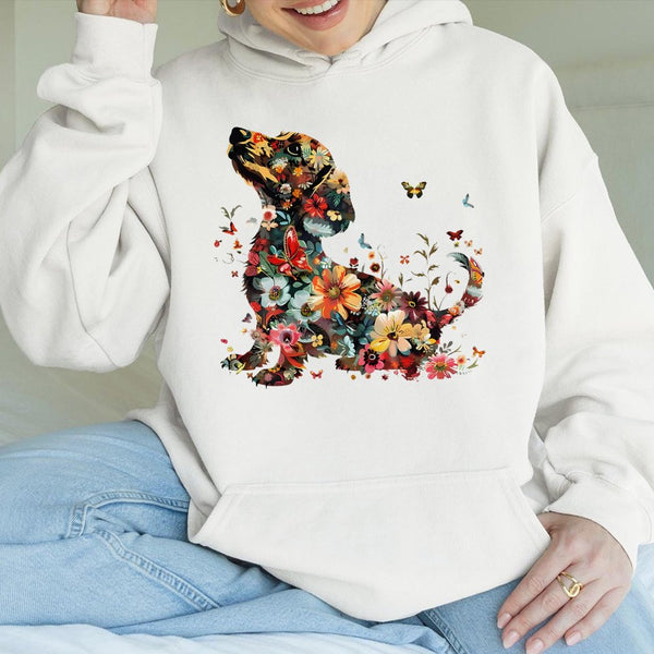 Floral Dachshund Hoodie | Artistic Botanical Dog Art | Premium Cotton Blend Sweatshirt | Unique Gift for Dog Mom and Sausage 