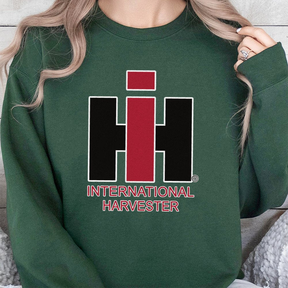 International Harvester Sweatshirt | Classic IH Tractor Red Logo Graphic | Premium Cotton Blend Farmwear | Unisex Vintage Sty