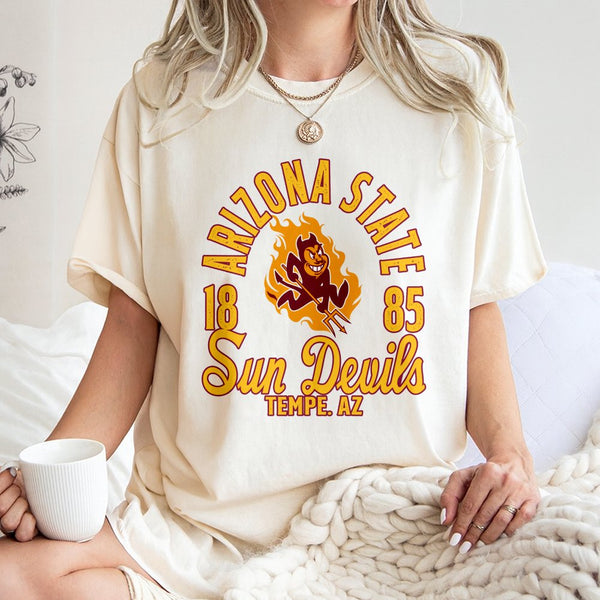 Arizona State Sun Devils Graphic T-Shirt | Vintage College Mascot Design | 100% Premium Cotton | Fan Apparel Gift for Student