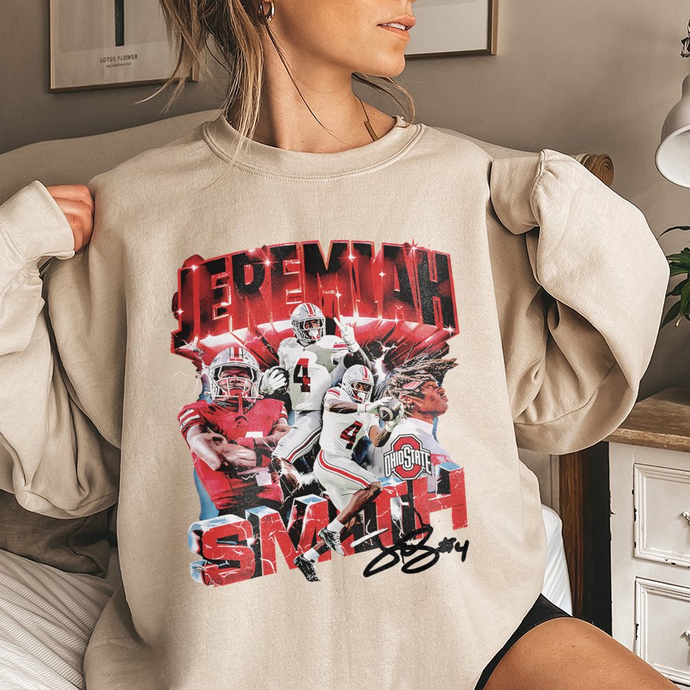 Jeremiah Smith Football Sweatshirt | Retro Ohio State Player Graphic | Premium Cotton Blend | Gift for College Sports Fans