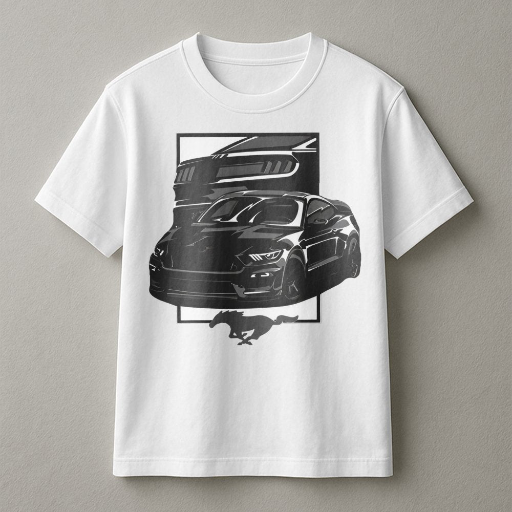 Muscle Car Graphic T-Shirt | Iconic Pony Logo Street Racing Design | Premium 100% Cotton Tee | Gift for Car Enthusiasts and G