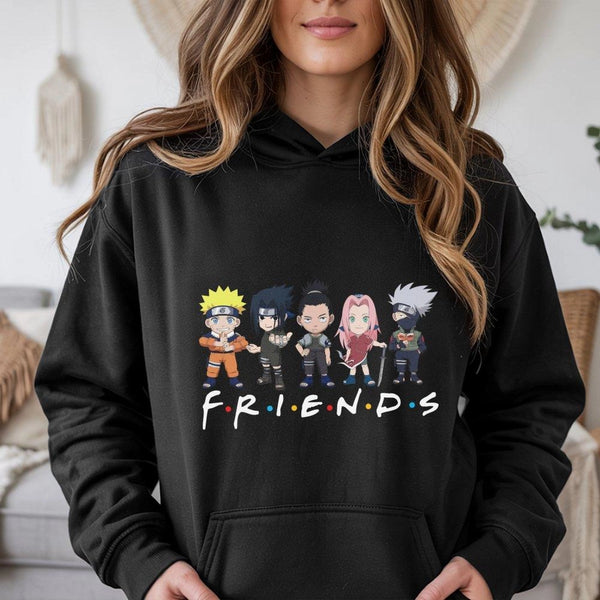 Anime Chibi Character Hoodie | Ninja Squad Fan Art Graphic | Cotton-Poly Blend Premium Pullover | Gift for Anime Lovers & Ota