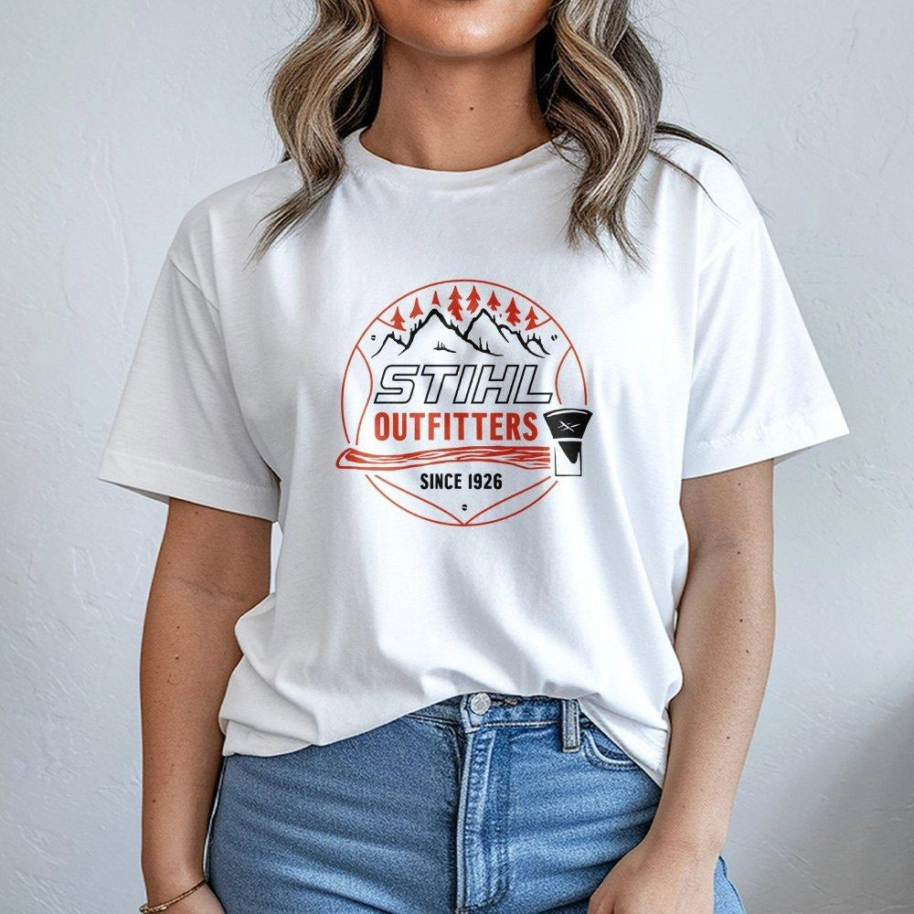 Logging Outfitter T-Shirt | Retro Chainsaw Forestry Design | Premium Cotton Graphic Tee | Outdoor Lumberjack Gift For Men