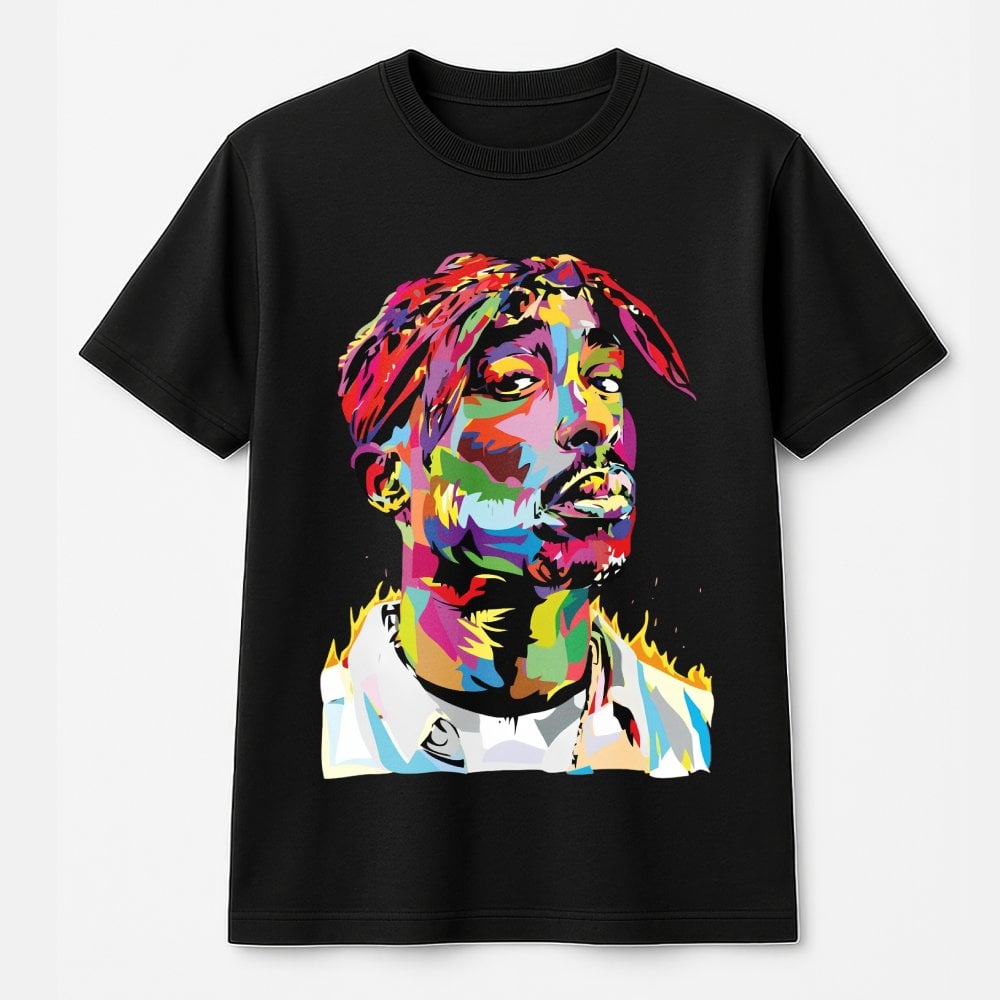 90s Hip Hop Legend Graphic T-Shirt | Vibrant Pop-Art Portrait | Premium Cotton Tee | Unisex Oversized Streetwear Gift for Rap