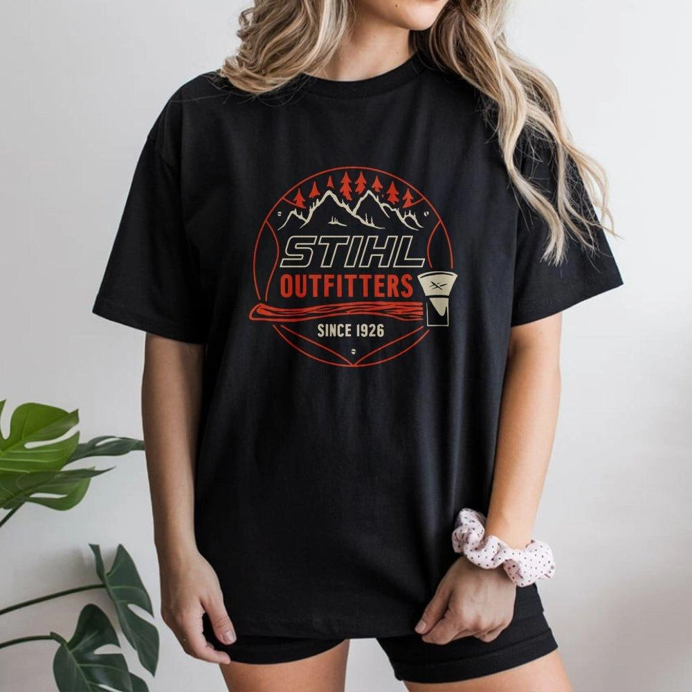 Logging Outfitter T-Shirt | Retro Chainsaw Forestry Design | Premium Cotton Graphic Tee | Outdoor Lumberjack Gift For Men
