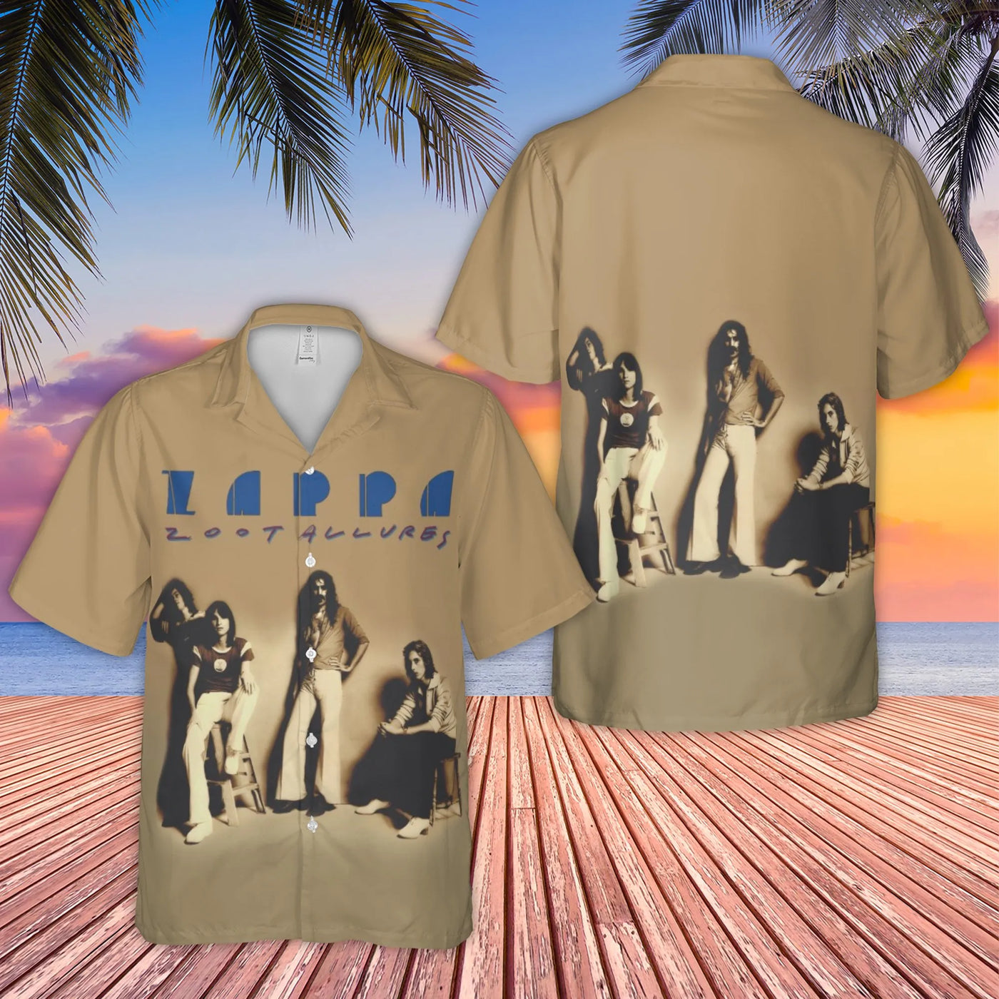 Frank Zappa Zoot Allures Hawaiian Shirt | Classic Rock Band Graphic Print | Woven Polyester Breathable Tee | Vintage Music Gi