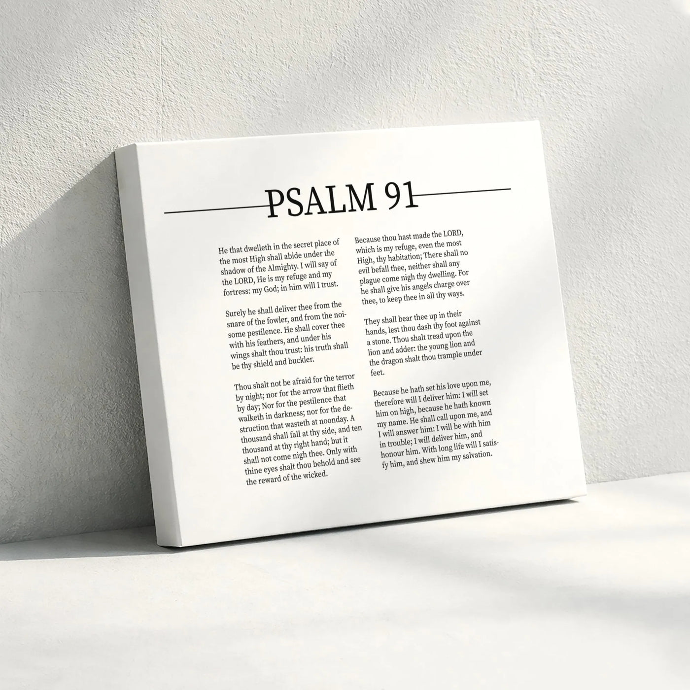 Psalm 91 Bible Verse Canvas Wall Art | Minimalist Scripture Print | Premium Gallery-Wrapped 1.25" Profile | Christian Home De