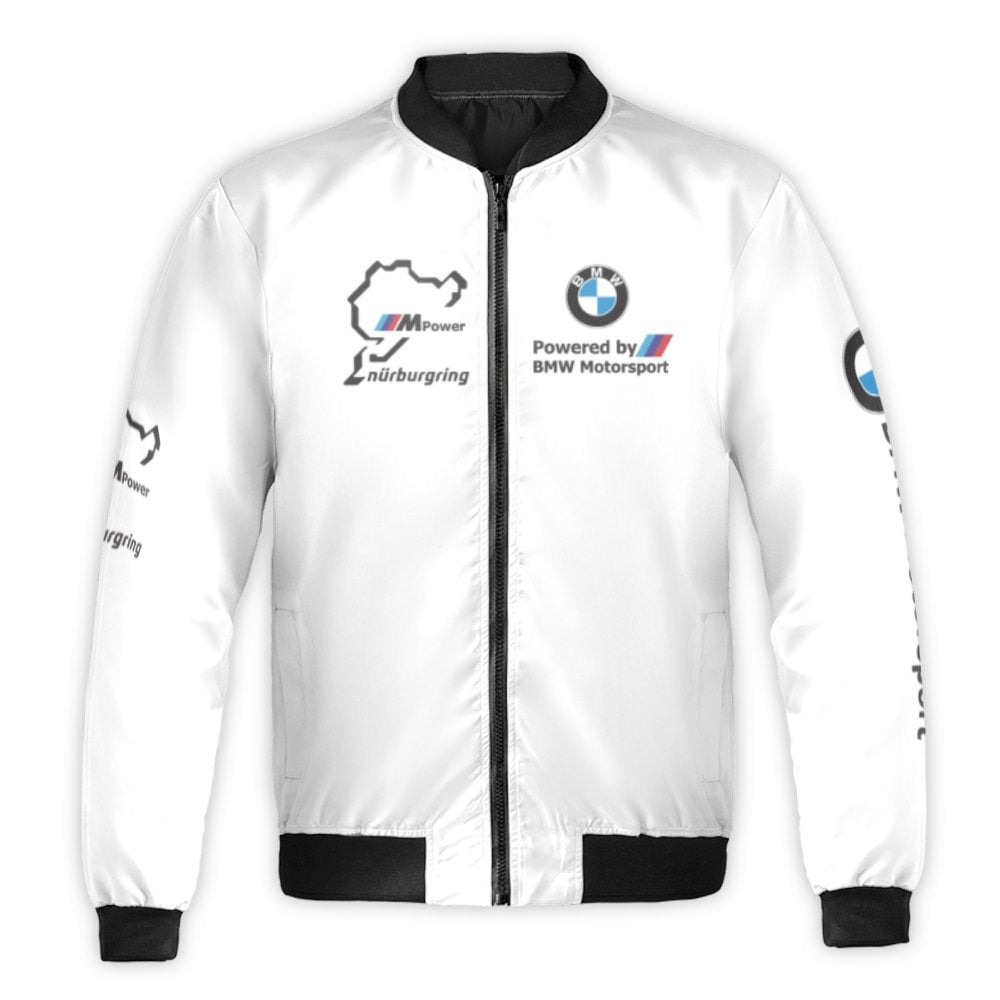 Motorsport Racing Bomber Jacket | Nürburgring Circuit Graphic Design | Durable Nylon Shell | Performance Car Enthusiast Gift