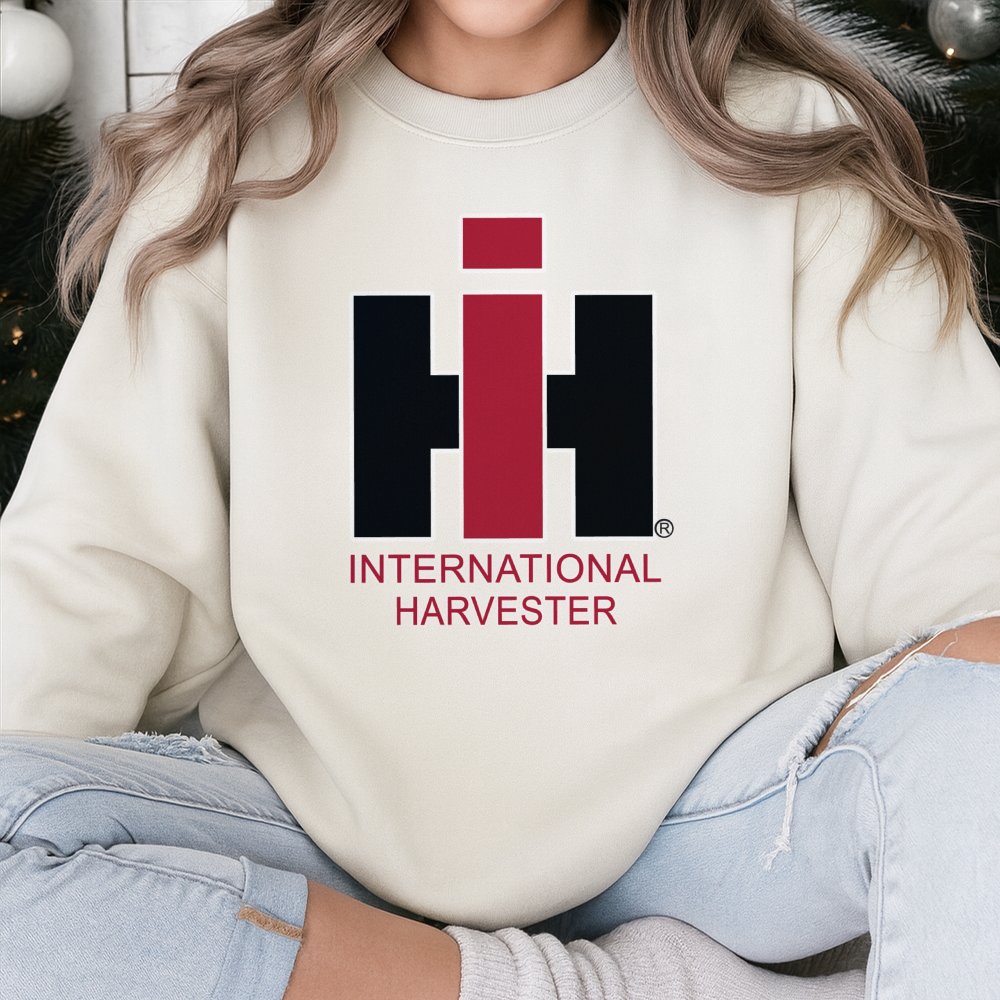 International Harvester Sweatshirt | Classic IH Tractor Red Logo Graphic | Premium Cotton Blend Farmwear | Unisex Vintage Sty