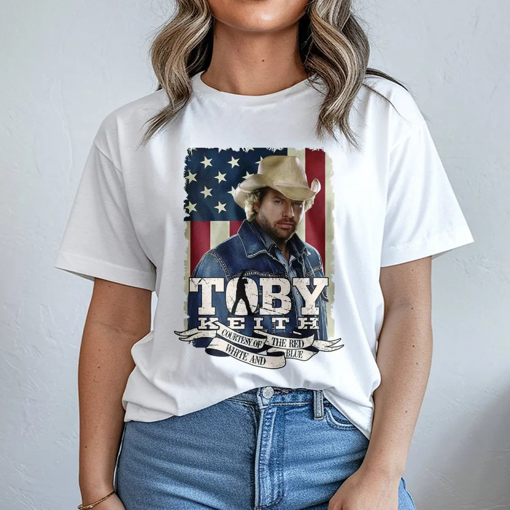 Toby Keith Tribute T-Shirt | Courtesy Of The Red White And Blue Graphic | Premium Cotton Music Apparel | Patriotic Country Mu