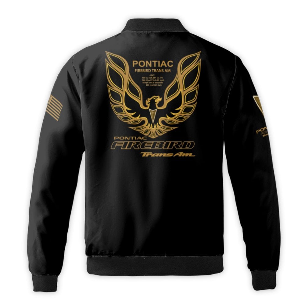 Pontiac Firebird Trans Am Bomber Jacket | Gold Logo Muscle Car Graphic | Premium Nylon Outerwear | Gift for Car Enthusiast