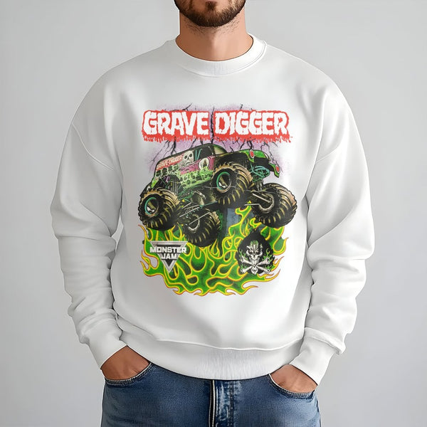 Grave Digger Sweatshirt | Monster Jam Racing Graphic Print | Premium Cotton Blend | Retro Off-Road Motorsports Gift for Truck