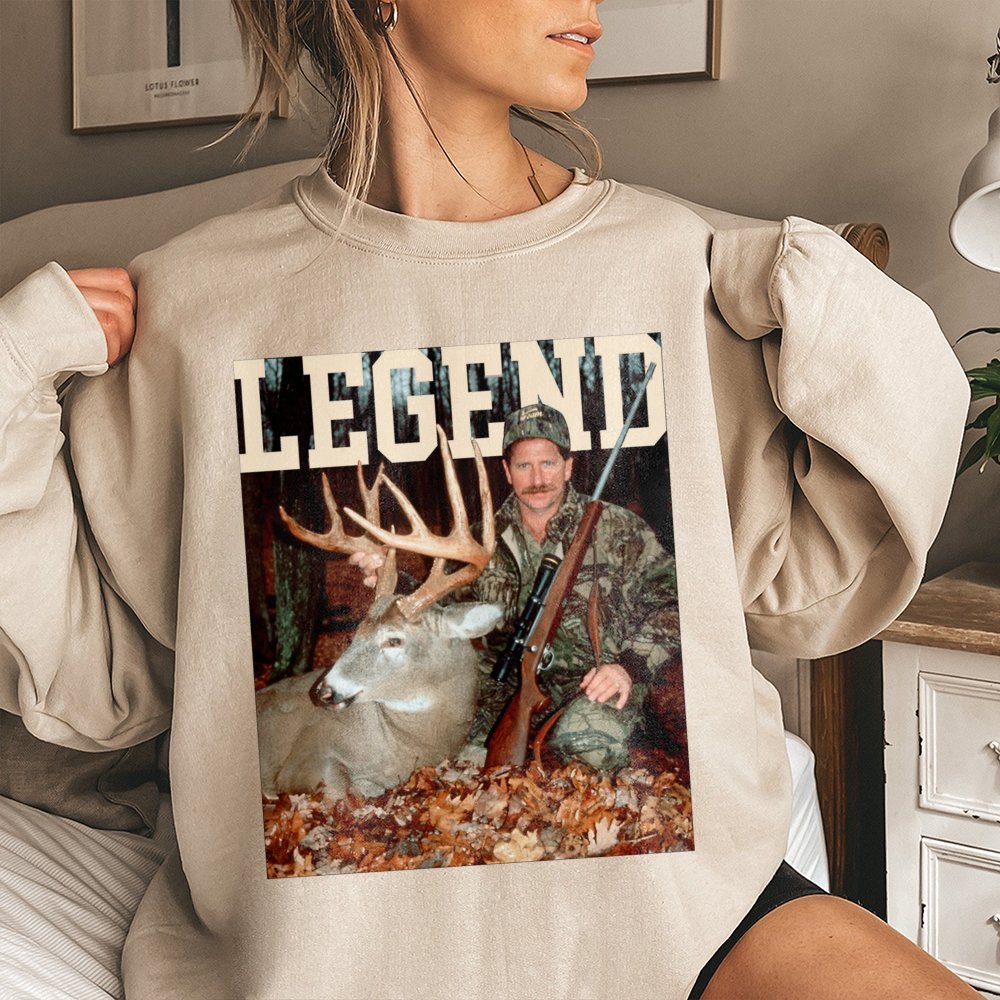 Legend Buck Hunter Sweatshirt | Vintage Hunting Graphic Print | Premium Cotton Blend Crewneck | Gift For Deer Hunters And Out