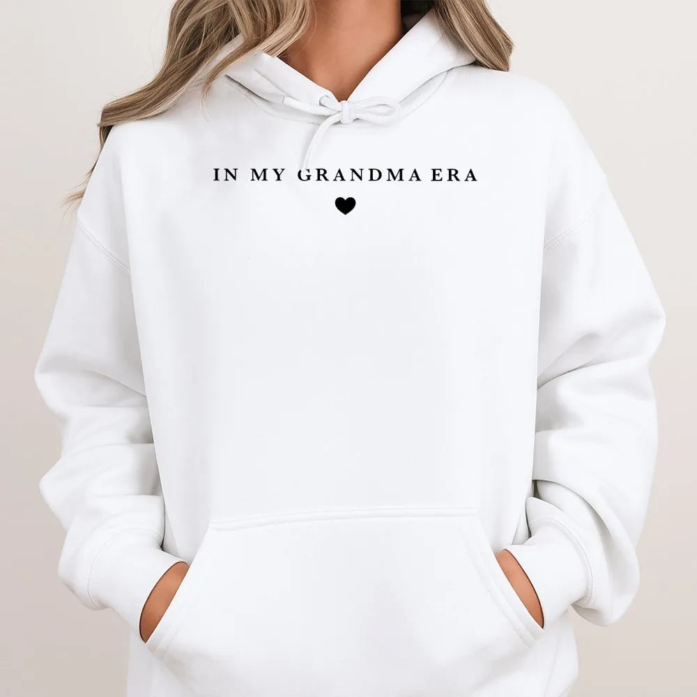 In My Grandma Era Hoodie | Minimalist Script Heart Graphic | Premium Cotton Blend | New Grandma Gift Idea for First Time Gran
