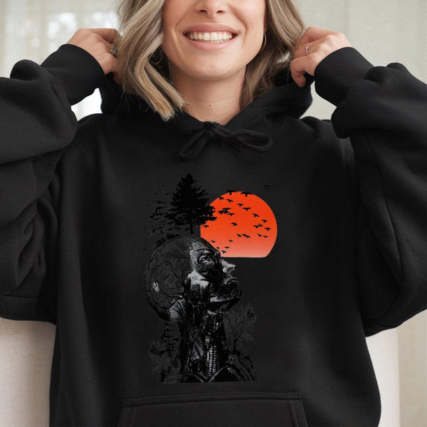 Anatomical Human Head Hoodie | Artistic Silhouette Surreal Nature Graphic | Premium Cotton Blend | Unique Gift for Science an