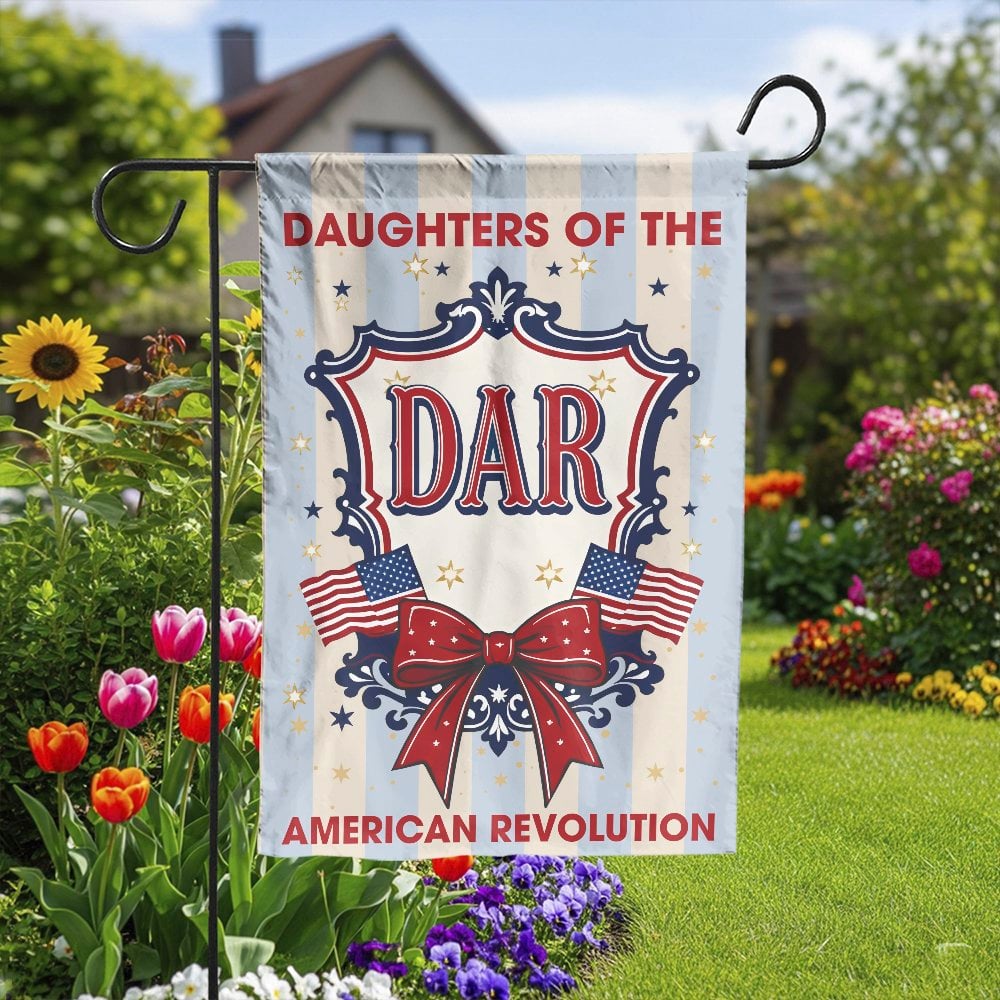 Daughters of the American Revolution Garden Flag | Patriotic DAR Emblem & Double Sided Print | Weather-Resistant Polyester | 