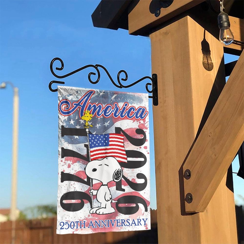 Patriotic Cartoon Dog Garden Flag | America 250th Anniversary Yard Banner | Weather-Resistant Polyester | Collectible Outdoor