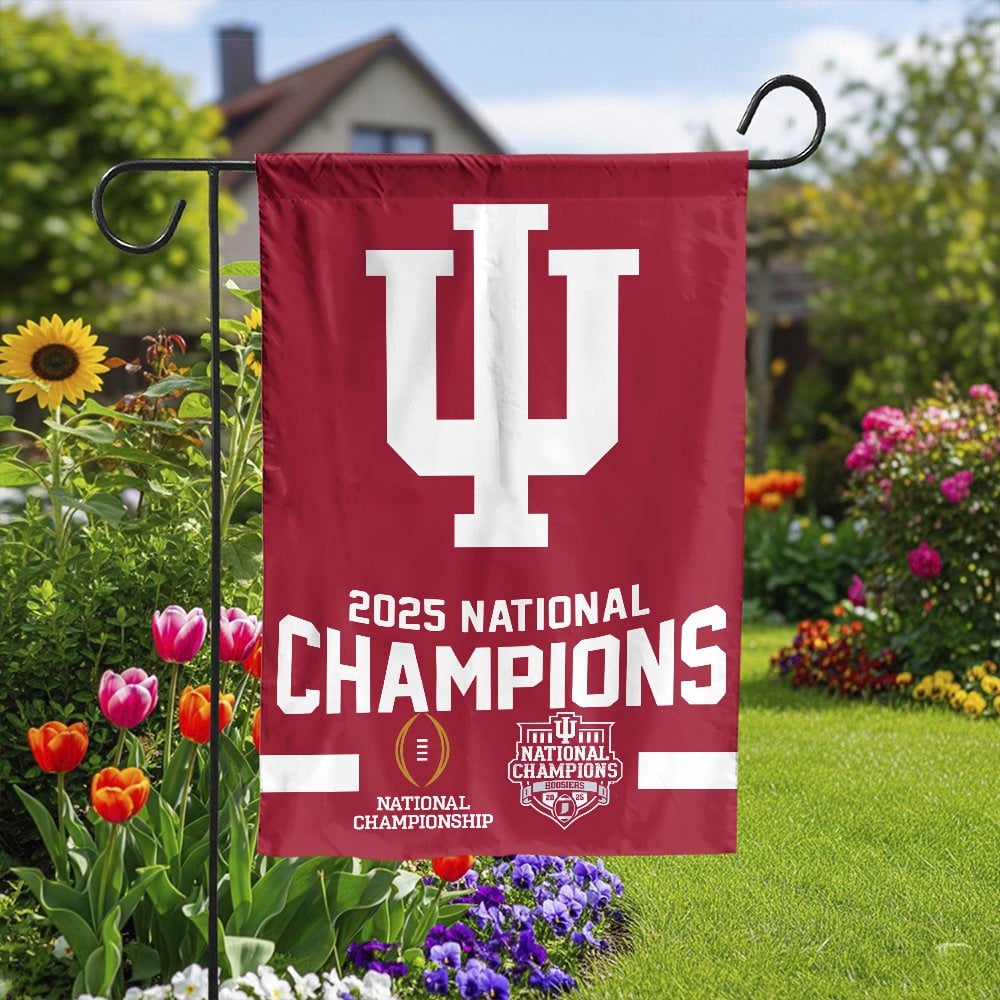 Indiana Hoosiers Garden Flag | 2025 National Champions Football Design | Double Sided Premium Banner | IU Football Fans Gift