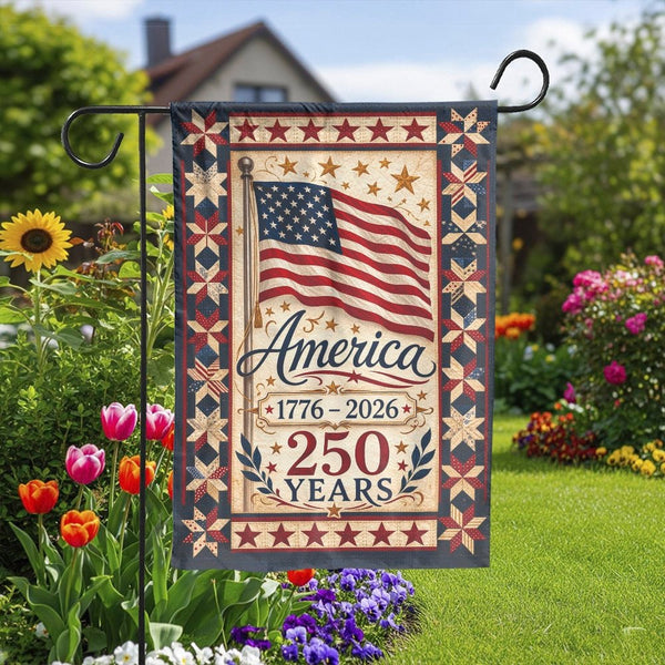 USA 250th Anniversary Garden Flag | Patriotic 1776-2026 America Decor | Weather-Resistant Polyester | Semiquincentennial Cele