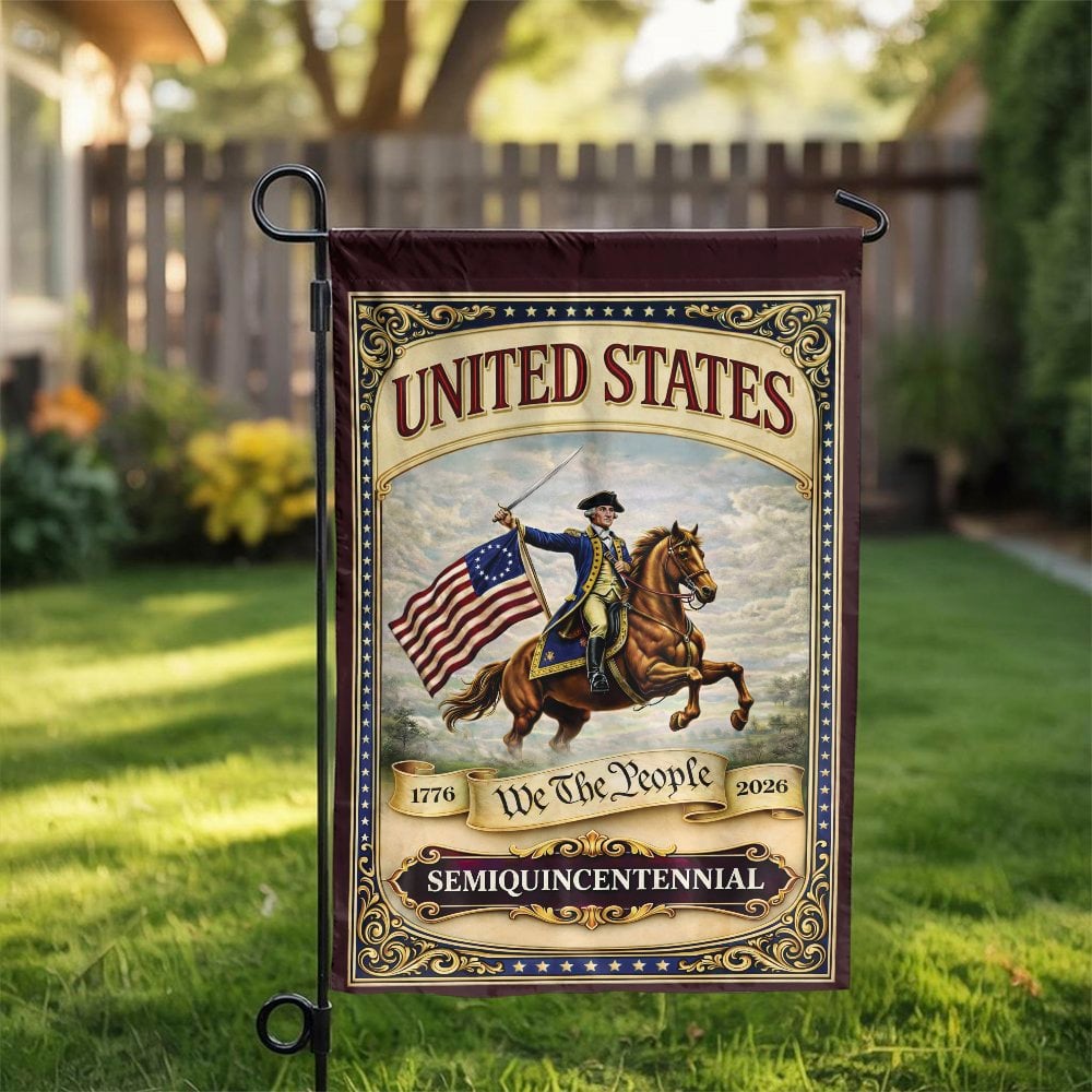 USA 250th Anniversary Garden Flag | George Washington 1776 Design | Double Sided Polyester | Patriotic We The People Home Dec